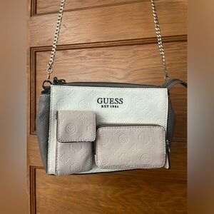 Guess crossbody pink gray and white bag with adjustable‎ strap